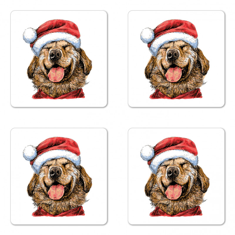 Funny Terrier Smiling Xmas Coaster Set Of Four