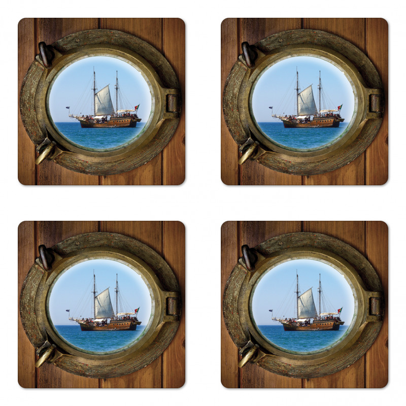 Ship Window with Cruise Coaster Set Of Four