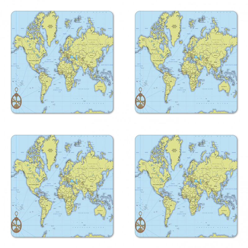 Adventure Detailed Map Coaster Set Of Four