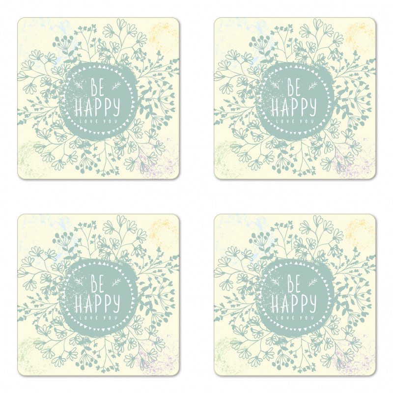 Doodle Wreath Color Stains Coaster Set Of Four