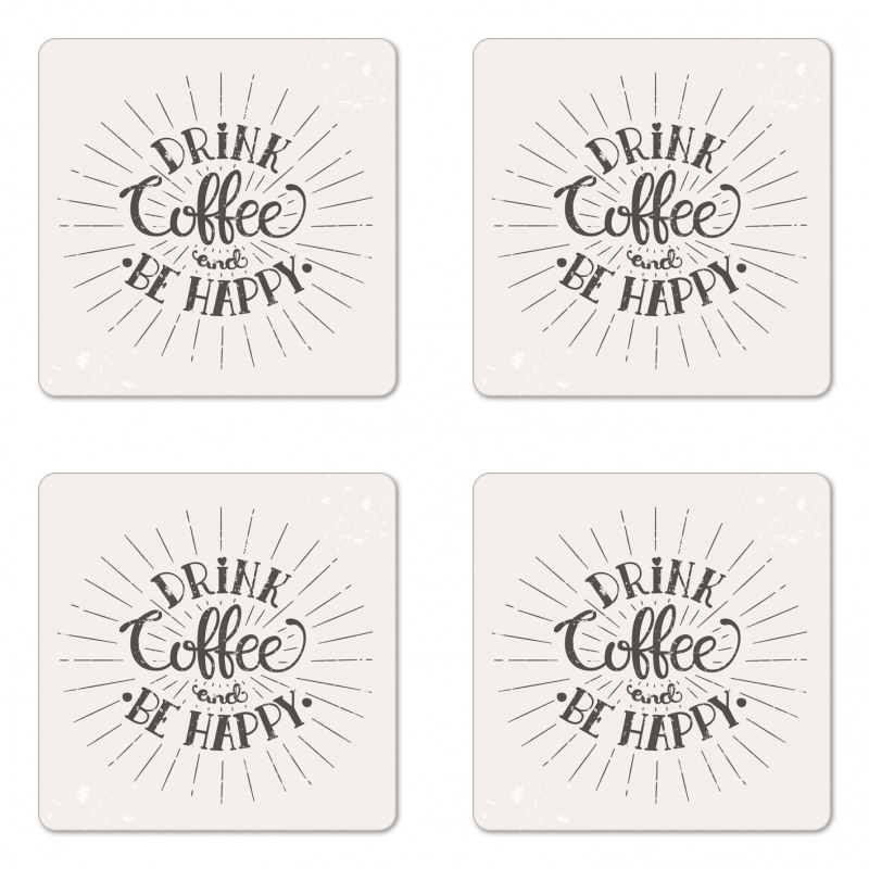 Coffee Words Grunge Effect Coaster Set Of Four