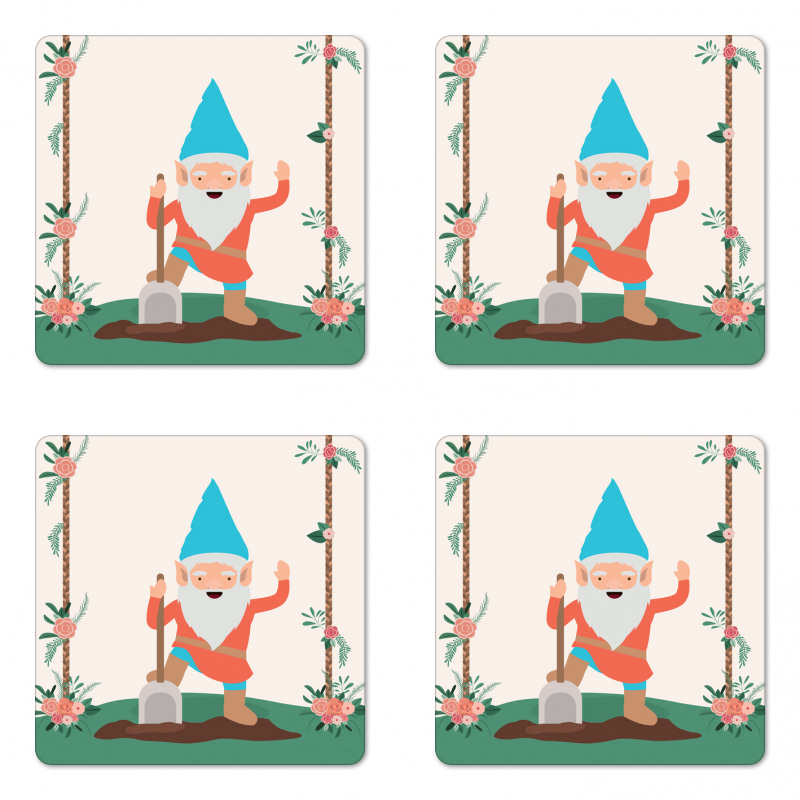 Funny Character in the Garden Coaster Set Of Four