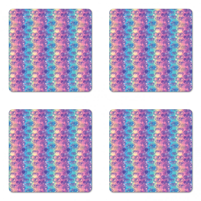 Vertical Colorful Stripes Coaster Set Of Four
