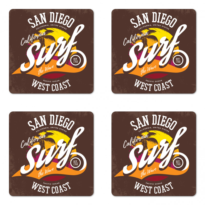 Surf Beach Grunge Design Coaster Set Of Four