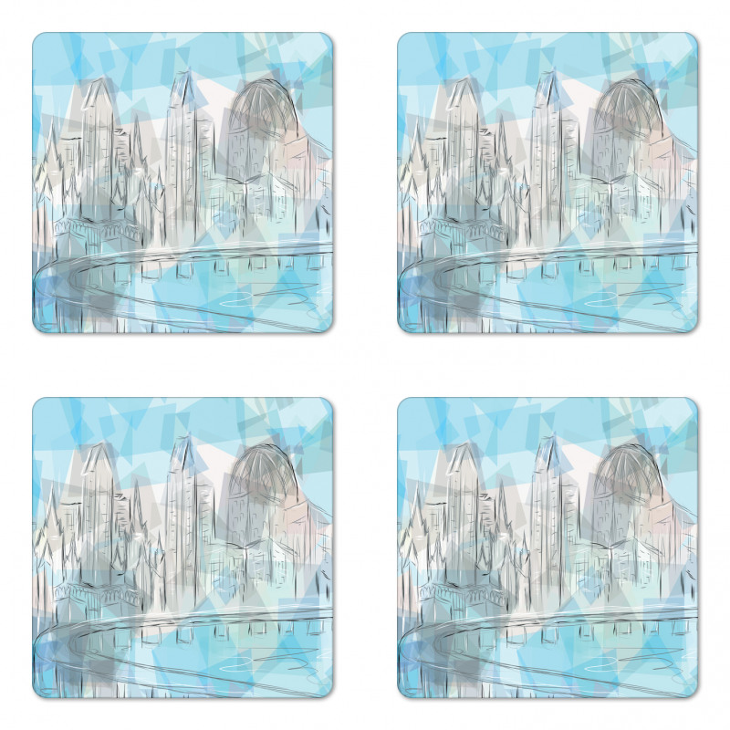 Abstract City Silhouette Coaster Set Of Four