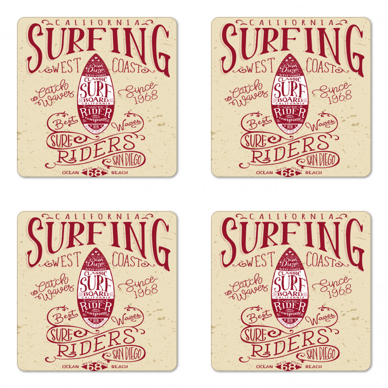 California Surf Vintage Coaster Set Of Four