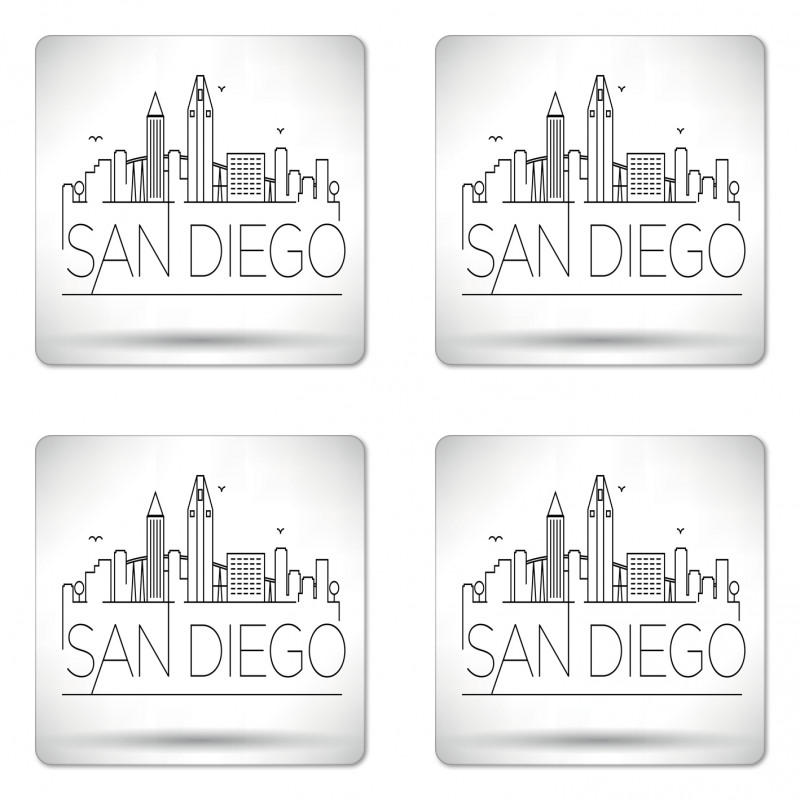 Typographic City Skyline Coaster Set Of Four