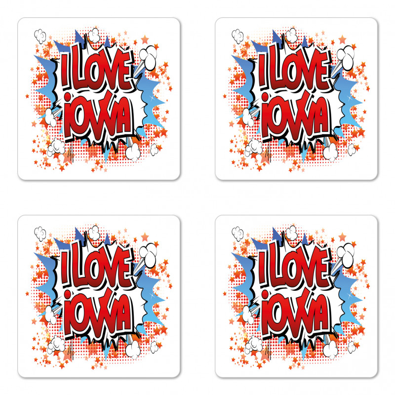 I Love Iowa Comic Book Coaster Set Of Four