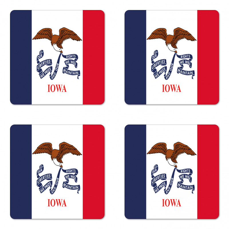 Flag Eagle and Words Coaster Set Of Four