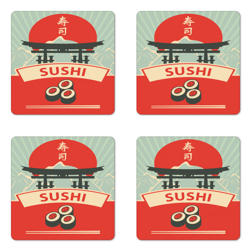 Torii Gate Sushi Mountains Coaster Set Of Four