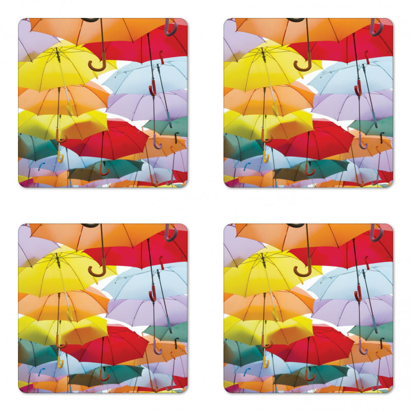 Hanged Vivid Umbrellas Coaster Set Of Four