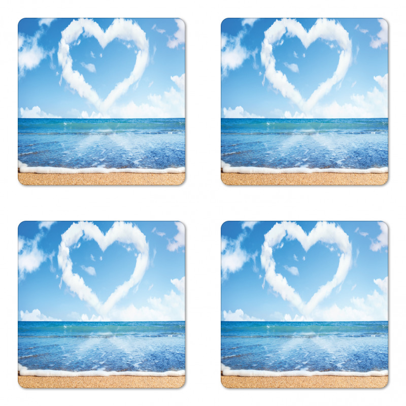 Clouds Heart Shape Coaster Set Of Four