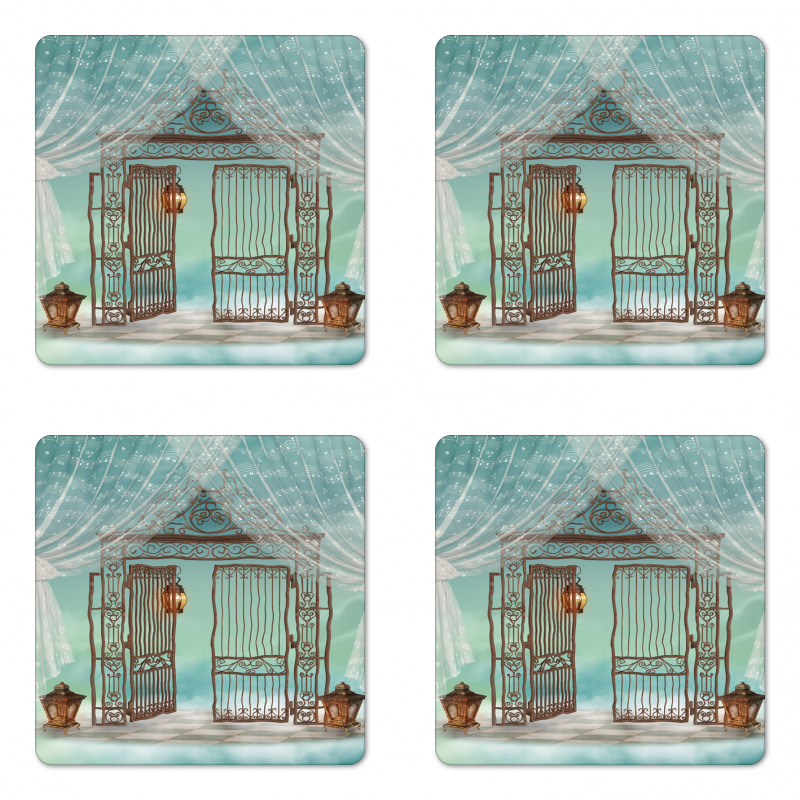 Old Gate and Curtain Coaster Set Of Four