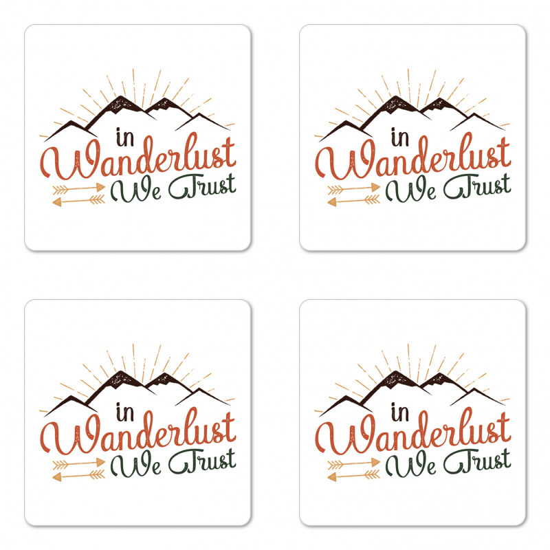 Wanderlust We Trust Text Coaster Set Of Four