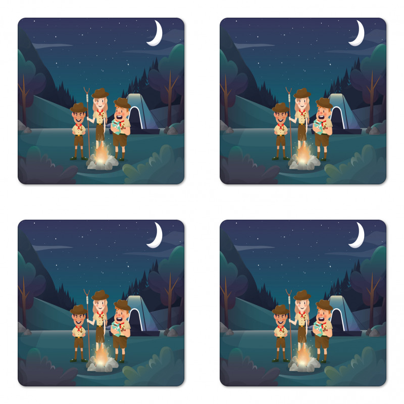 3 Scouts in the Forest Coaster Set Of Four