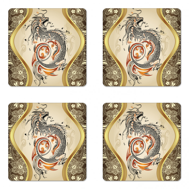 Serpent Mythological Coaster Set Of Four