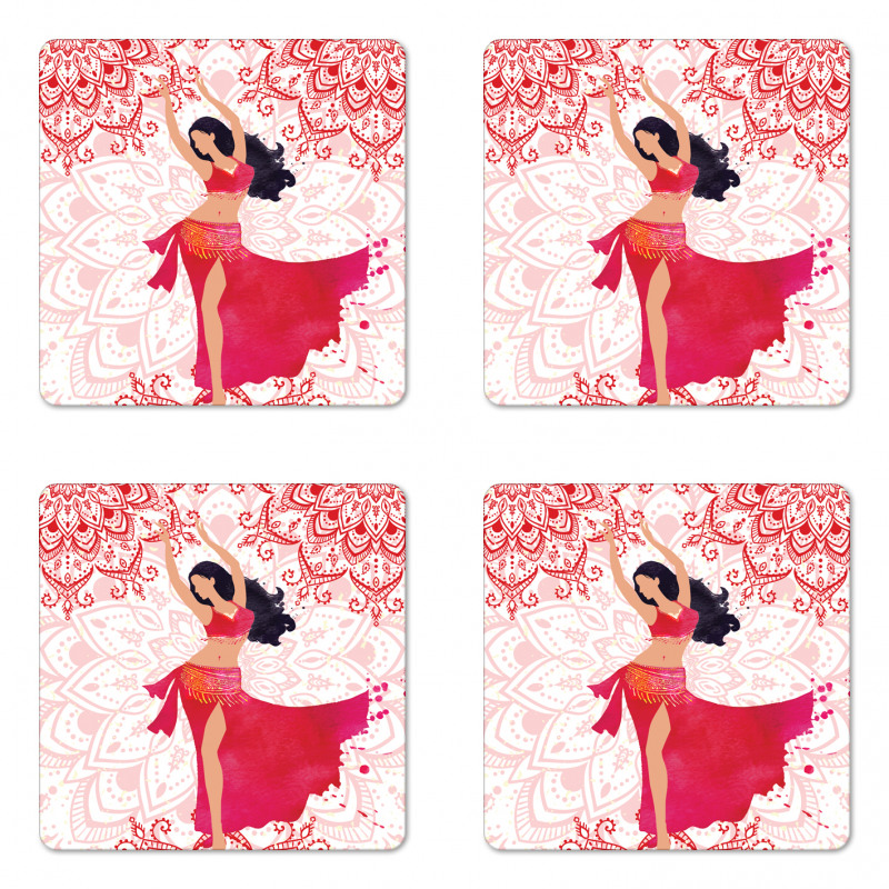 Belly Dancer Woman Coaster Set Of Four