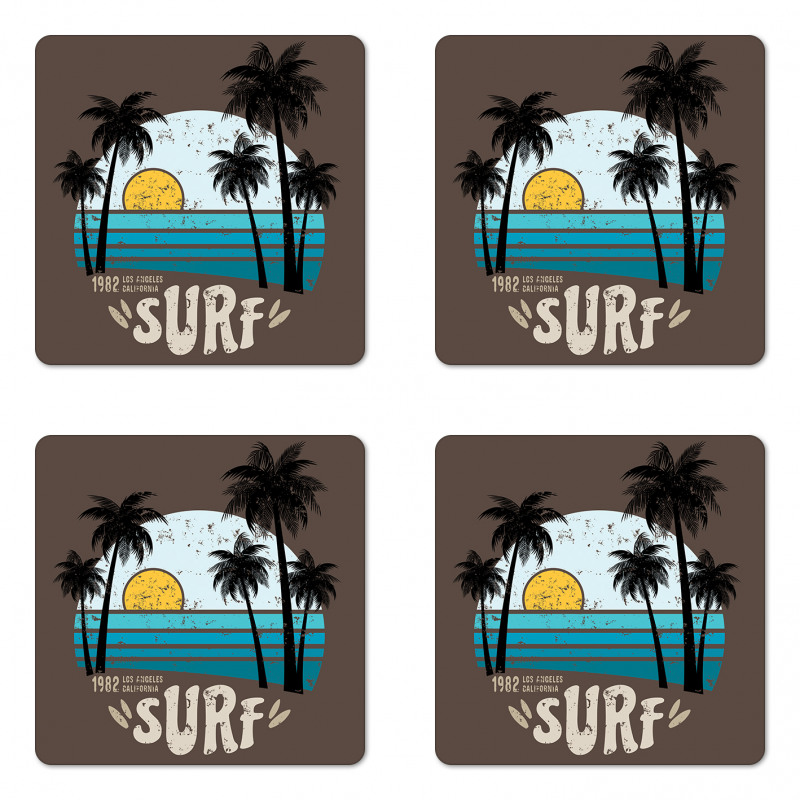 Los Angeles Beach Grunge Coaster Set Of Four