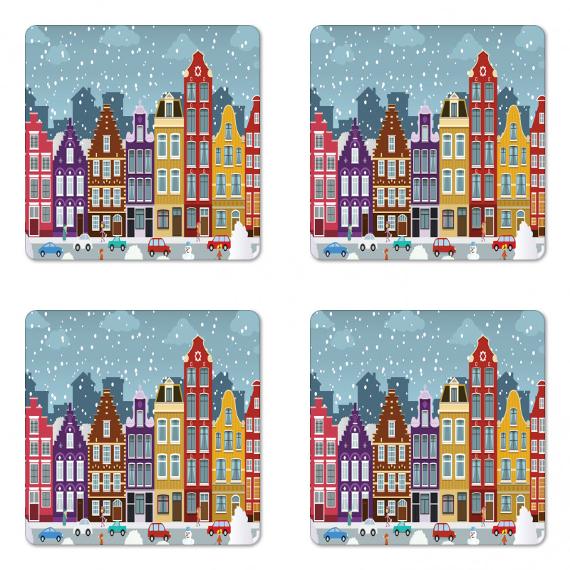 Dutch Town in the Winter Coaster Set Of Four