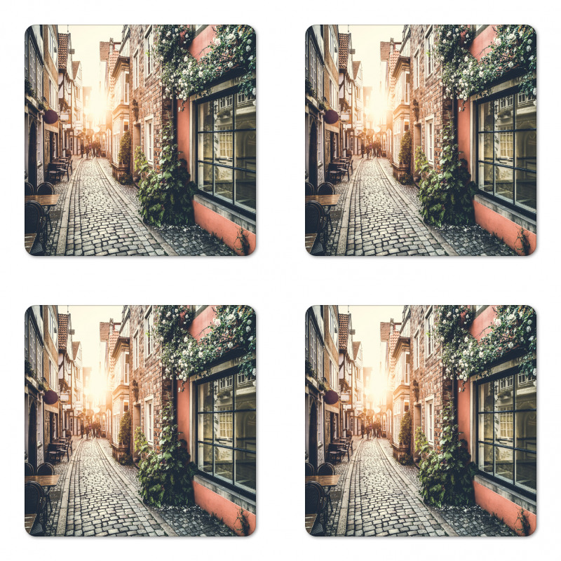 Old Town at Sunset Picture Coaster Set Of Four