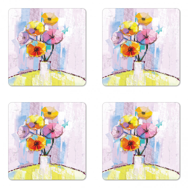 Abstract Oil Paint Art Coaster Set Of Four