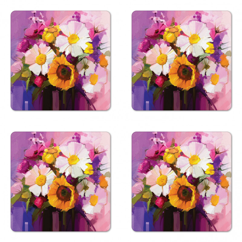 Hand Painted Bouquet Coaster Set Of Four