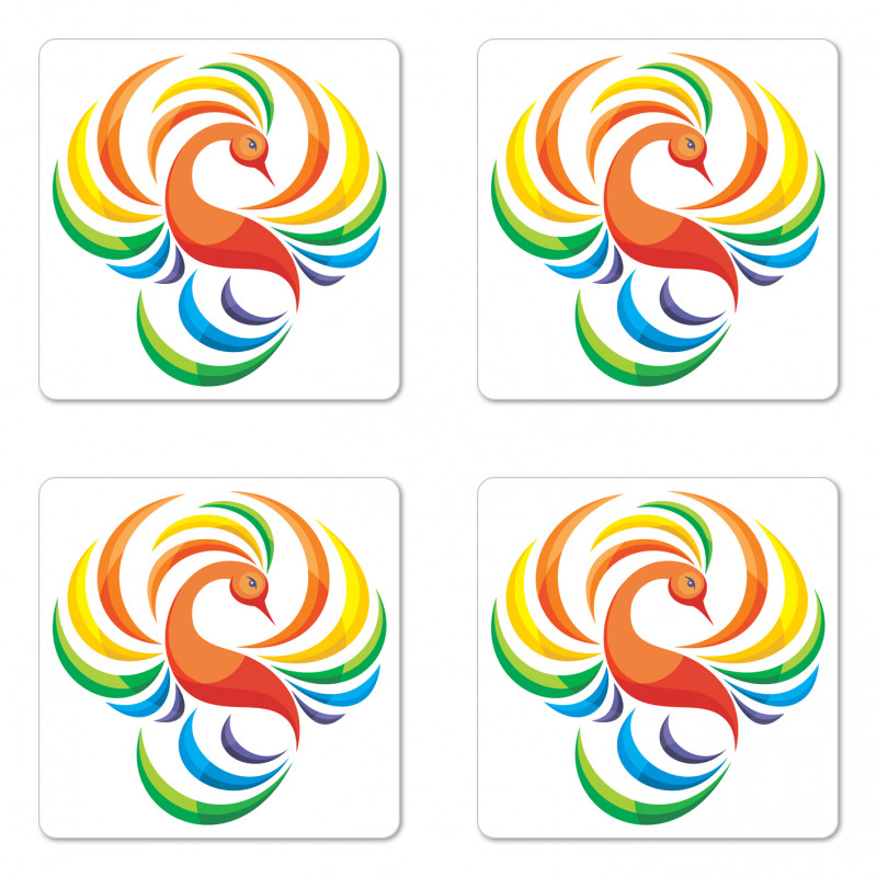 Rainbow Toned Bird Coaster Set Of Four