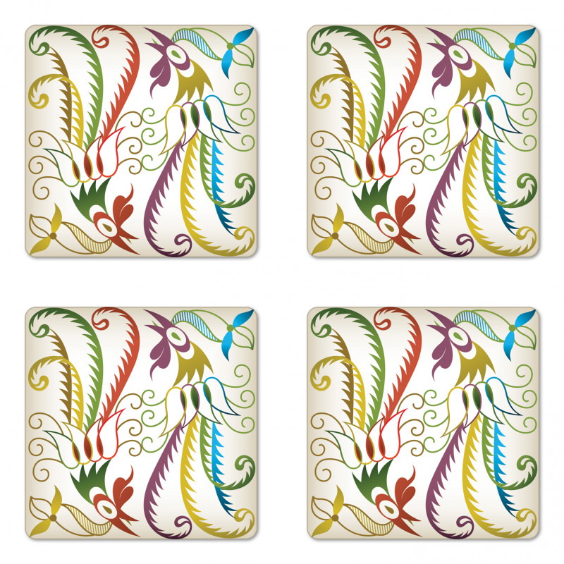 Bird in Retro Tones Coaster Set Of Four