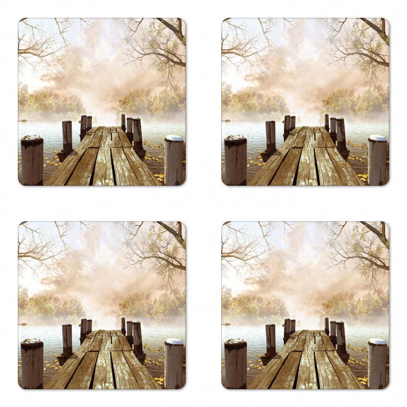 Fall Lake in Forest Coaster Set Of Four