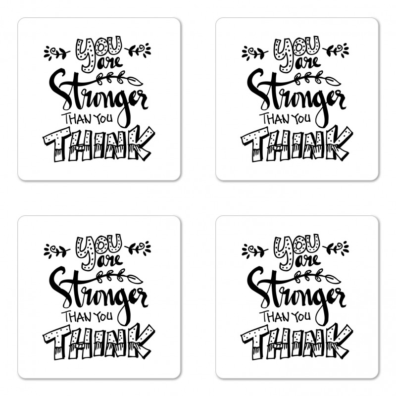 Floral Motivational Phrase Coaster Set Of Four