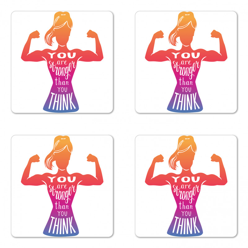 Fitness Strong Woman Coaster Set Of Four