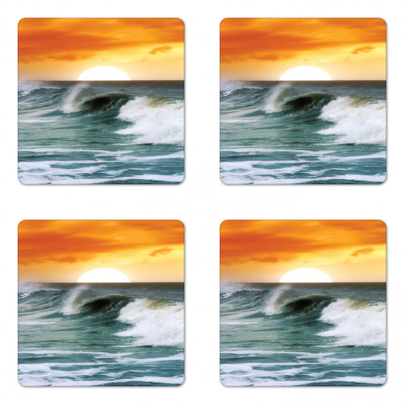 Sunset over Wavy Ocean Coaster Set Of Four