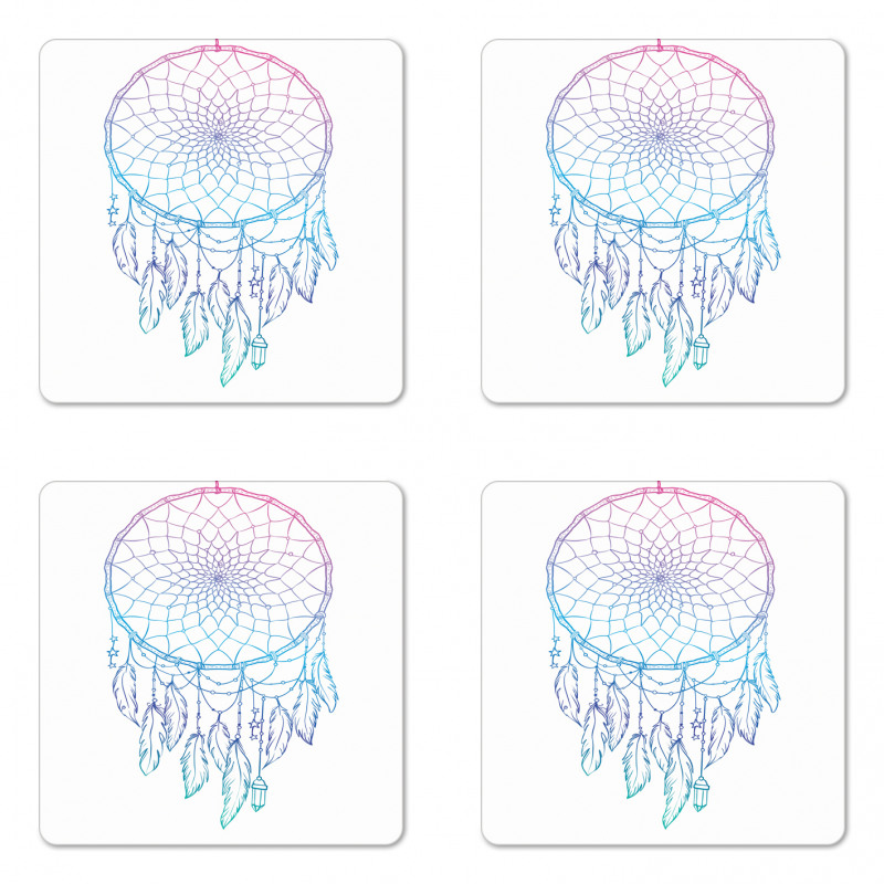 Dreamcatcher Star Feathers Coaster Set Of Four