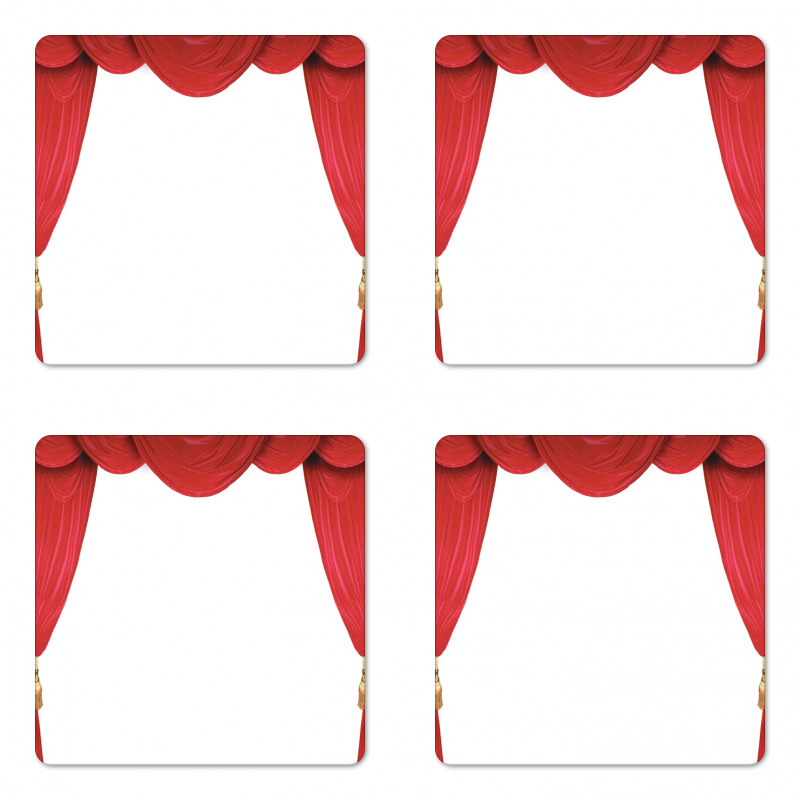 Classic Stage Curtains Open Coaster Set Of Four