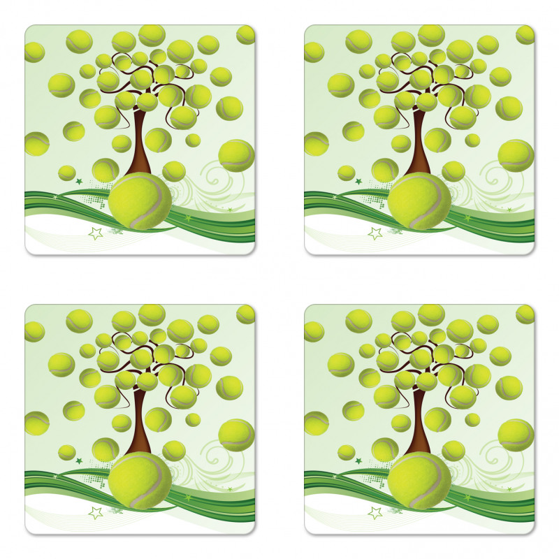 Tennis Balls Pattern Coaster Set Of Four