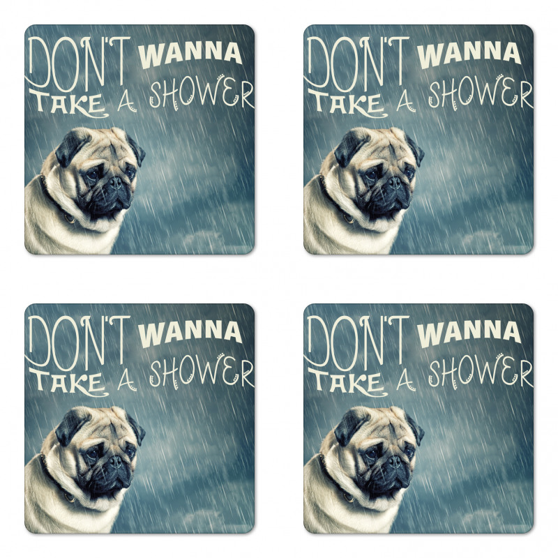 Dont Wanna Take Shower Pug Coaster Set Of Four