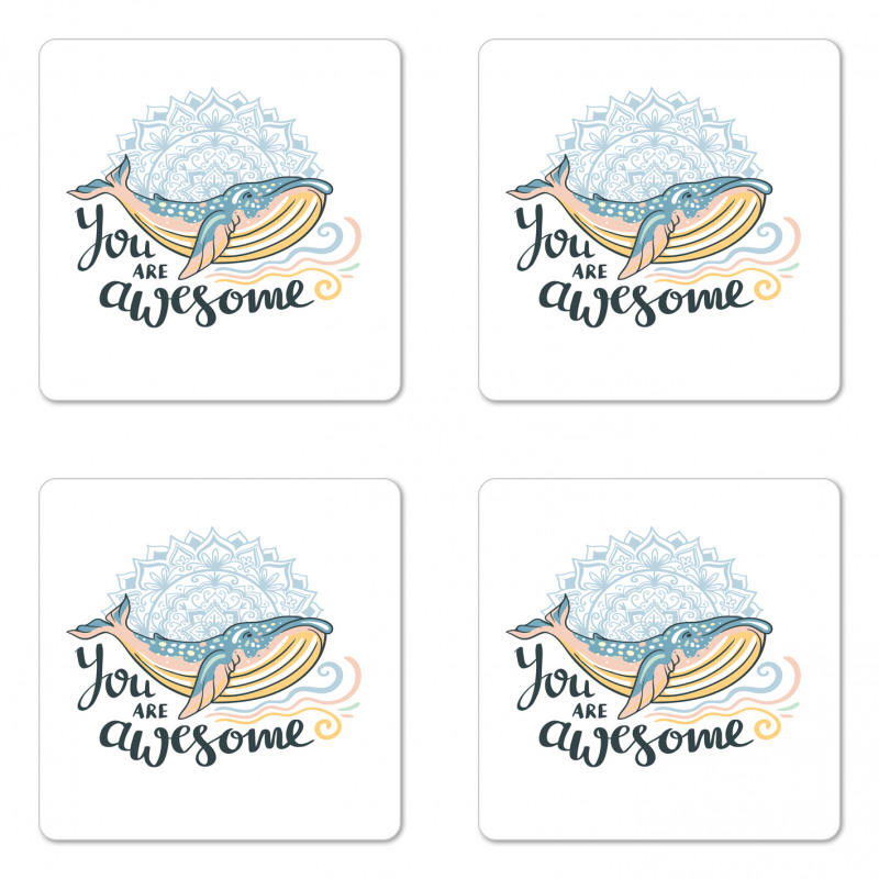 Whale Waves Pastel Coaster Set Of Four