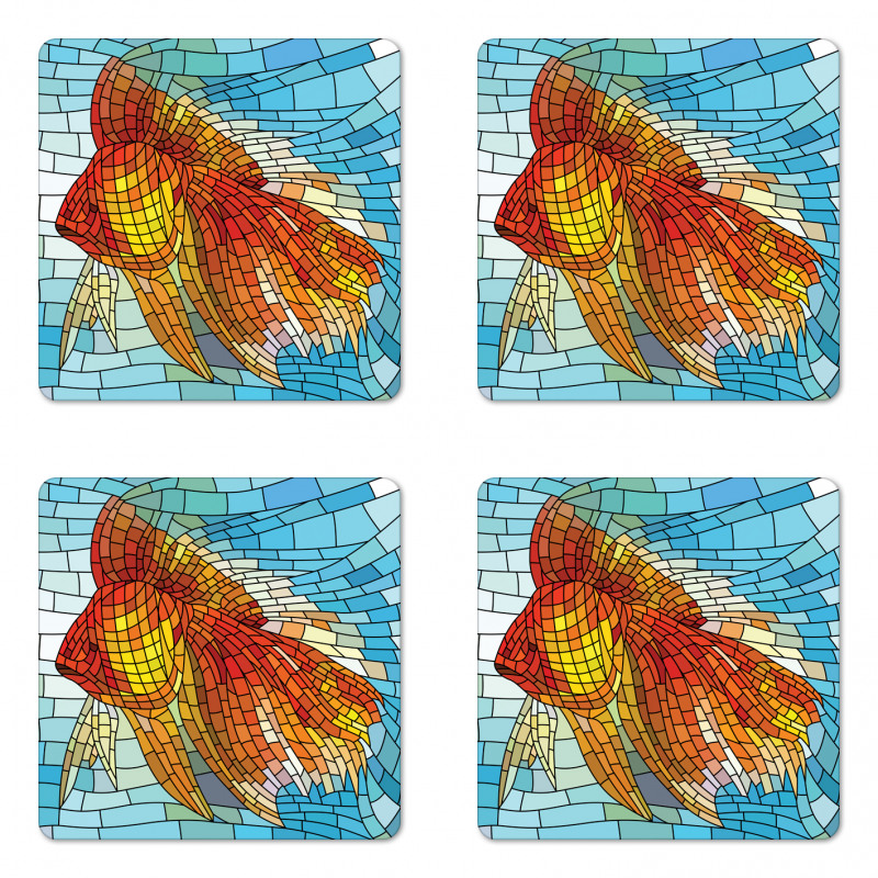 Stained Glass Mosaic Fish Art Coaster Set Of Four