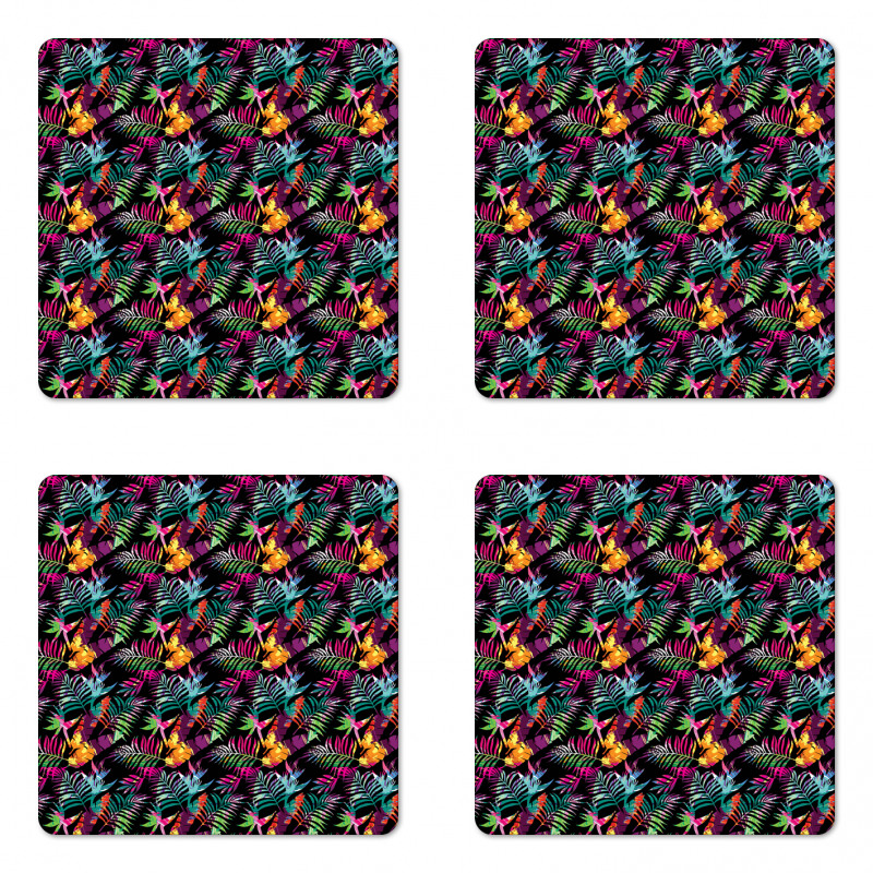 Blooming Flowers and Foliage Coaster Set Of Four