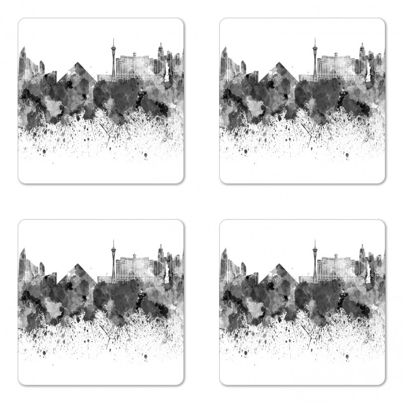 Monochrome Vegas Skyline Coaster Set Of Four