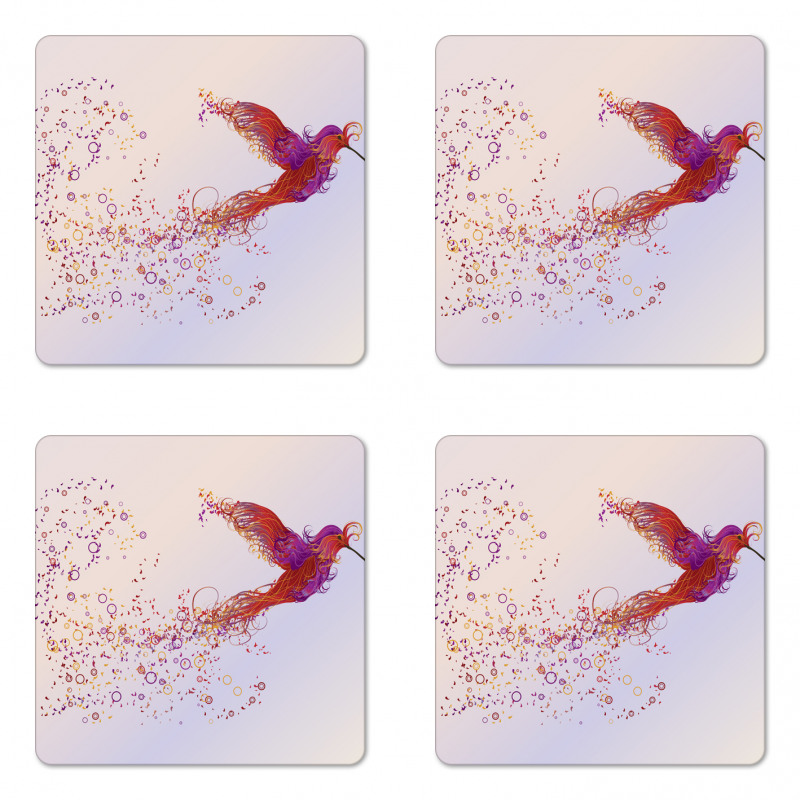 Abstract Hummingbird Coaster Set Of Four