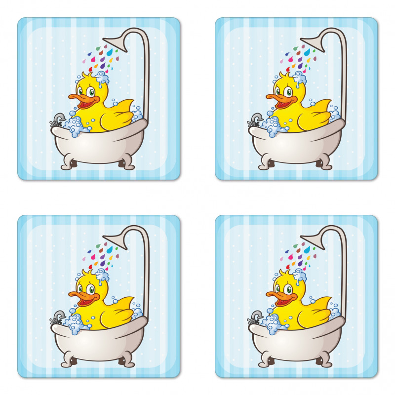 Cartoon Mascot in Bathtub Coaster Set Of Four