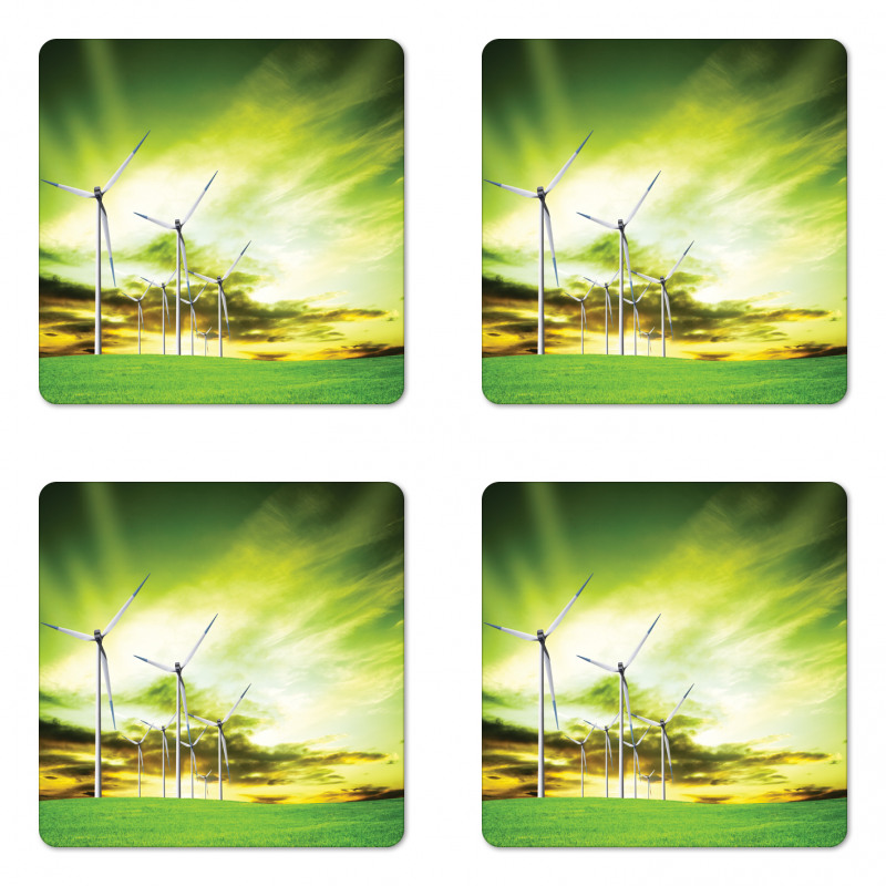 Wing Turbines Green Sky Coaster Set Of Four