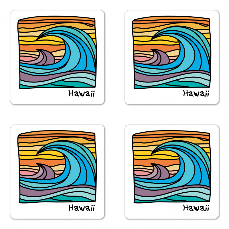 Abstract Ocean Waves Art Coaster Set Of Four