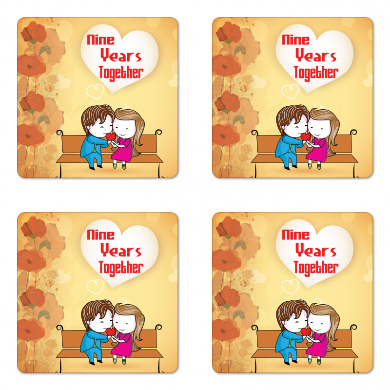 9 Years Together Coaster Set Of Four