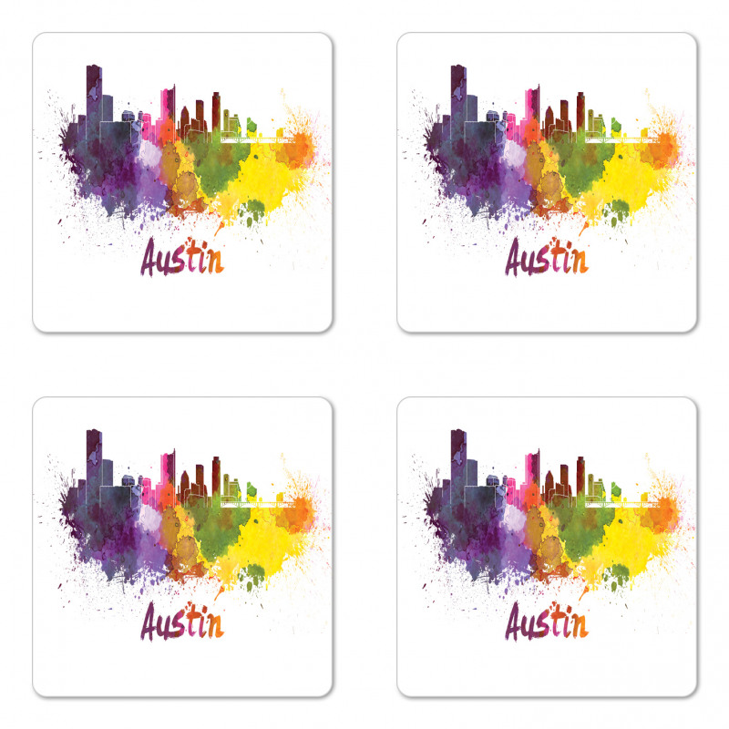 Clipping Path White Outlined Coaster Set Of Four