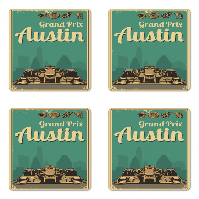 Grand Prix Texas Racing Car Coaster Set Of Four