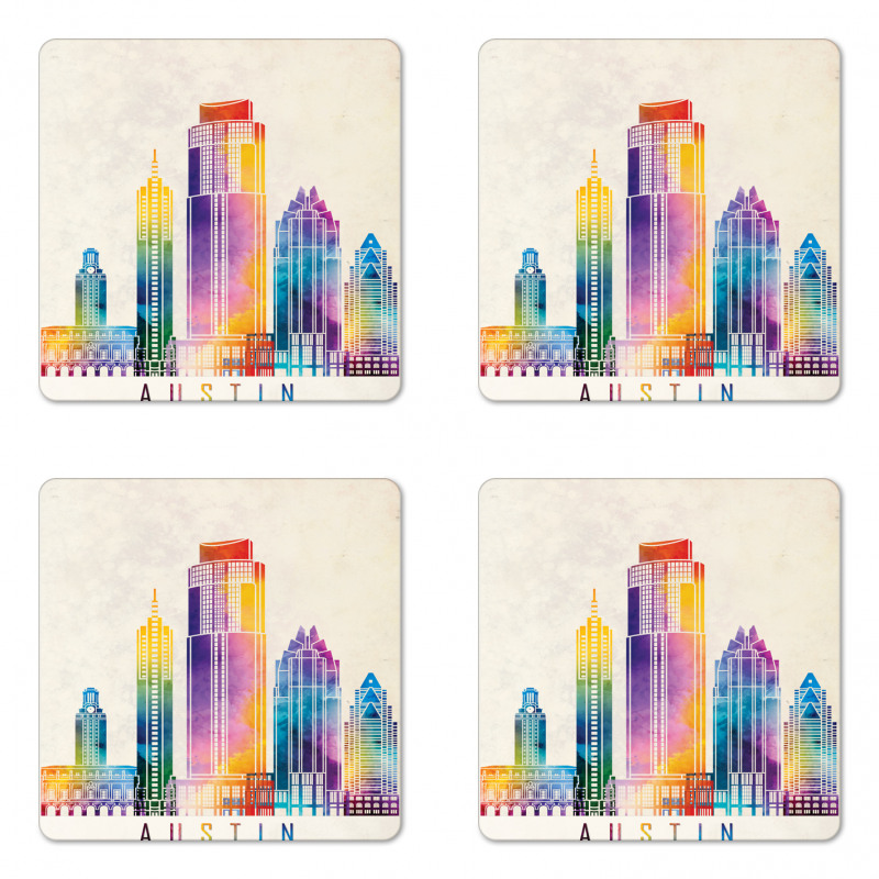 Outlined Monuments Skylines Coaster Set Of Four