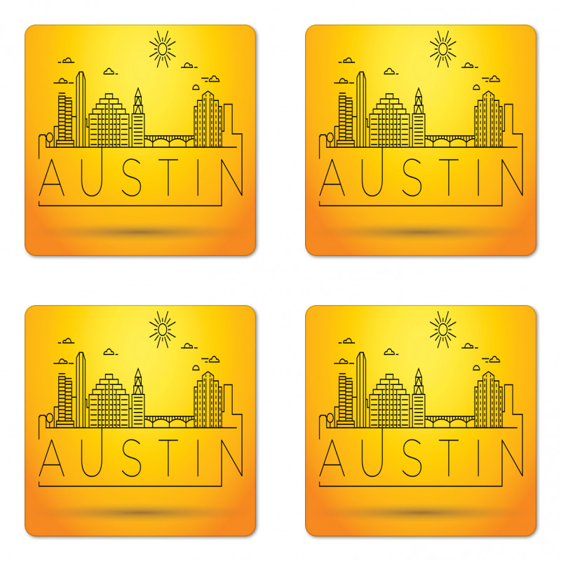 Minimal Texas Linear Skyline Coaster Set Of Four