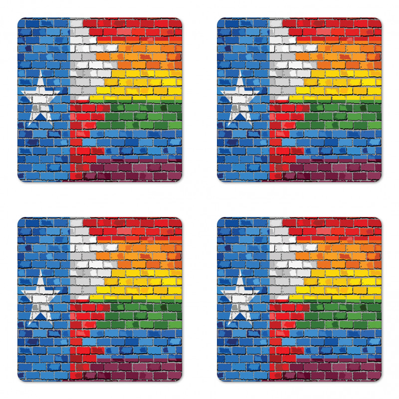 Brick Wall Grungy Texas Town Coaster Set Of Four